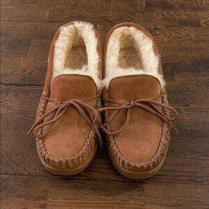 Bearpaw Brown Suede Moccasin Slippers - Men’s 14